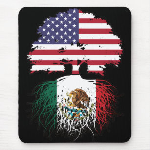 Mexico Mexican American USA Tree Roots Flag Mouse Mat