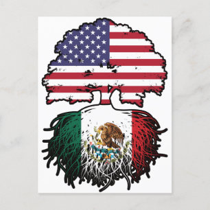Mexico Mexican American USA Tree Roots Flag Postcard
