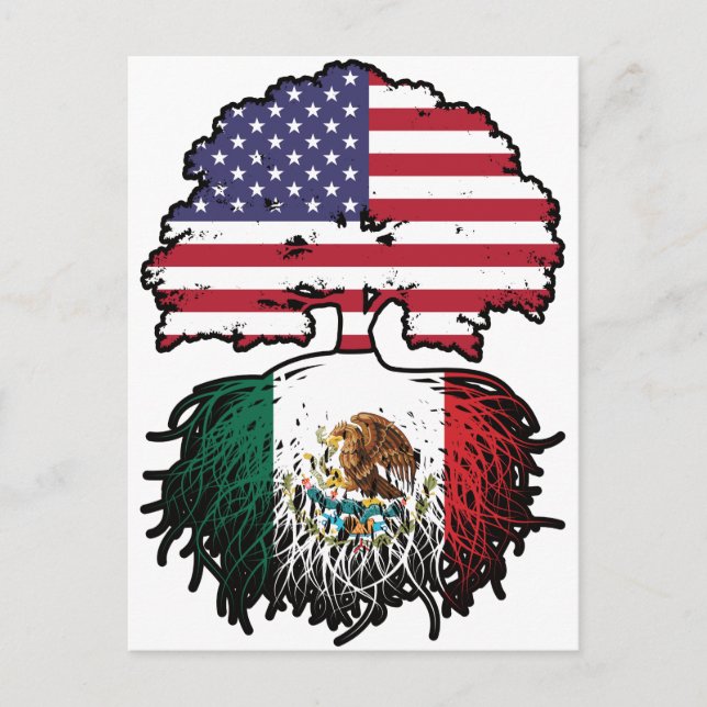 Mexico Mexican American USA Tree Roots Flag Postcard (Front)