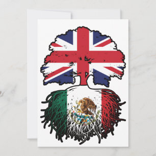 Mexico Mexican British UK Tree Roots Flag Invitation