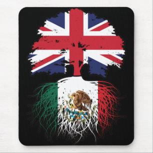 Mexico Mexican British UK Tree Roots Flag Mouse Mat