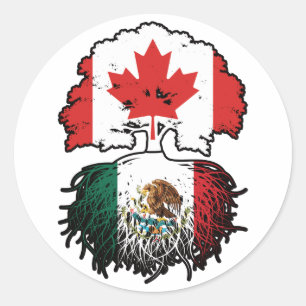 Mexico Mexican Canadian Canada Tree Roots Flag Classic Round Sticker