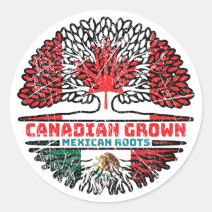 Mexico Mexican Canadian Canada Tree Roots Flag Classic Round Sticker