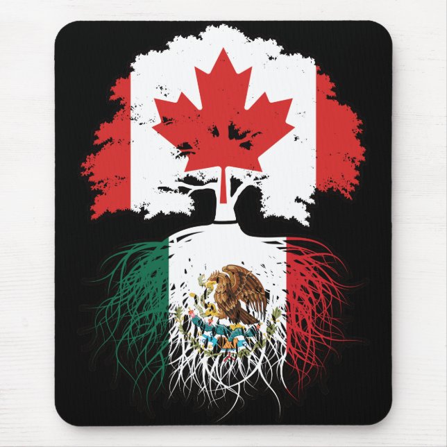 Mexico Mexican Canadian Canada Tree Roots Flag Mouse Mat (Front)