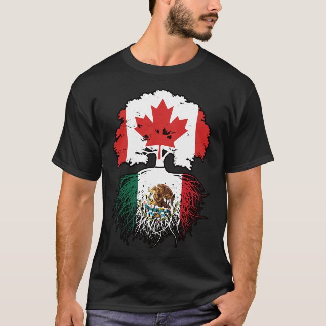 Mexico Mexican Canadian Canada Tree Roots Flag T-Shirt (Front)