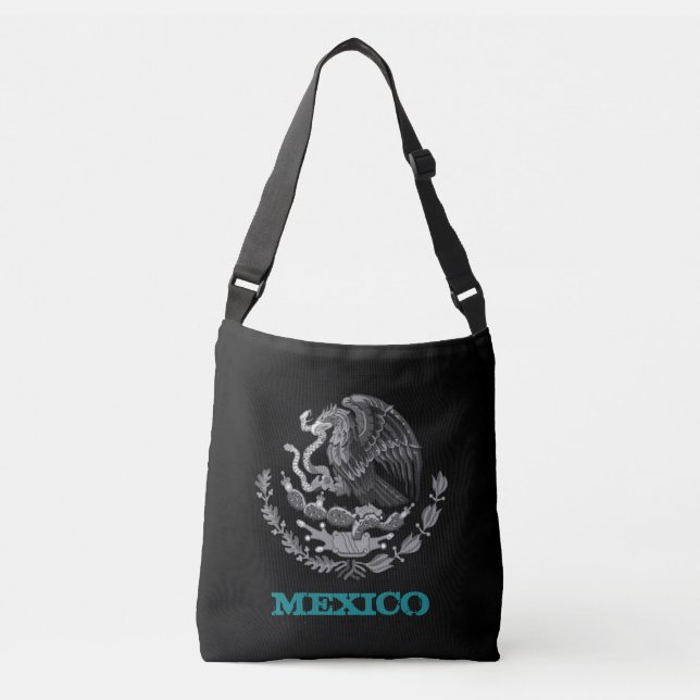 Mexico & Mexican Eagle emblem, flag fashion /black Crossbody Bag (Front)