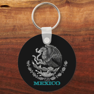 Mexico & Mexican Eagle emblem, flag fashion /black Key Ring
