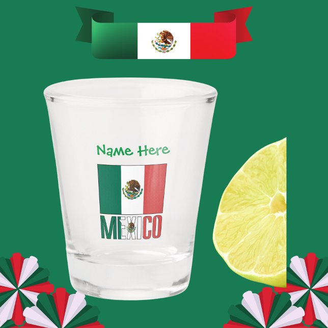 Mexico Mexican Flag Green Personalisation  Shot Glass (Creator Uploaded)