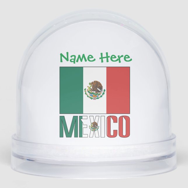 Mexico Mexican Flag Green Personalisation  Snowglobe (Front)