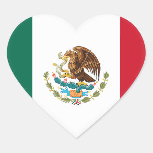 Mexico (Mexican) Flag Heart Sticker