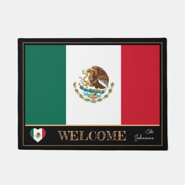 Mexico & Mexican Flag house mats /sports Welcome (Front)