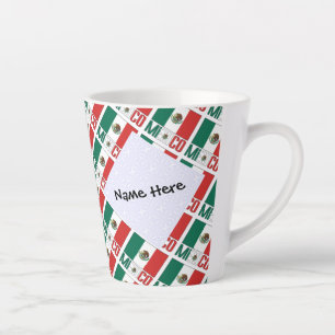 Mexico Mexican Flag Tiled Personalised  Latte Mug