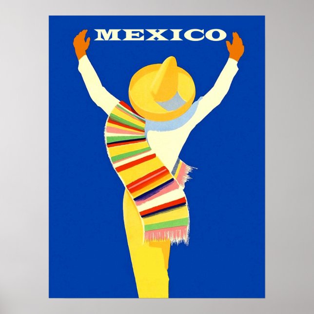 Mexico, Mexican man in sombrero and folk costume Poster (Front)
