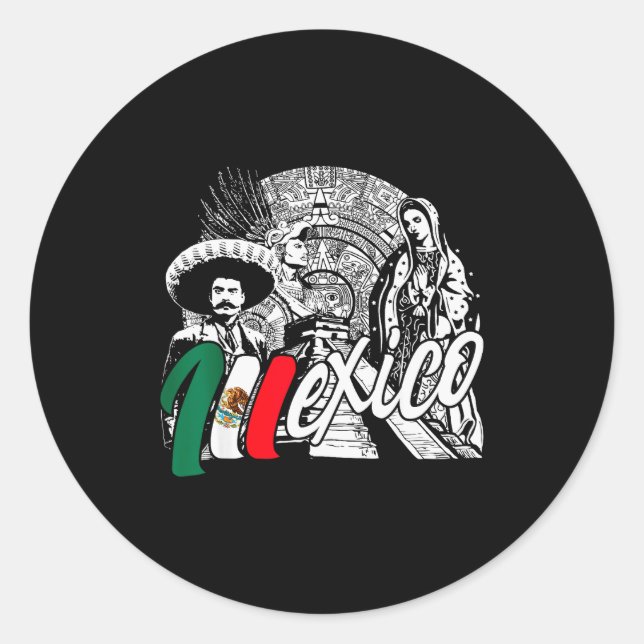 Mexico - Mexican Pride - Virgen De Guadalupe And H Classic Round Sticker (Front)