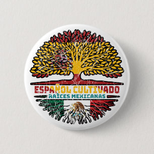 Mexico Mexican Spain Spanish Tree Roots Flag 6 Cm Round Badge
