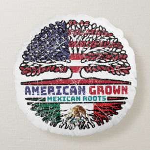 Mexico Mexican US American USA United States Tree Round Cushion