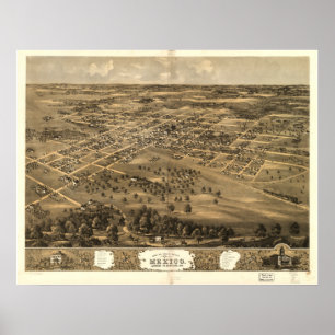 Mexico Missouri 1869 Antique Panoramic Map Poster
