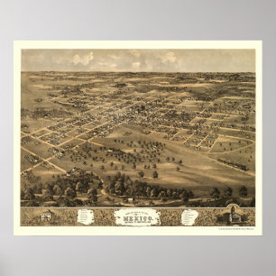 Mexico, MO Panoramic Map - 1869 Poster