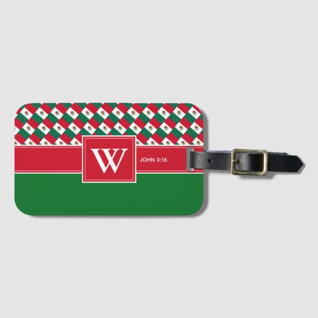 MEXICO Monogram Christian Scripture Luggage Luggage Tag (Front Horizontal)