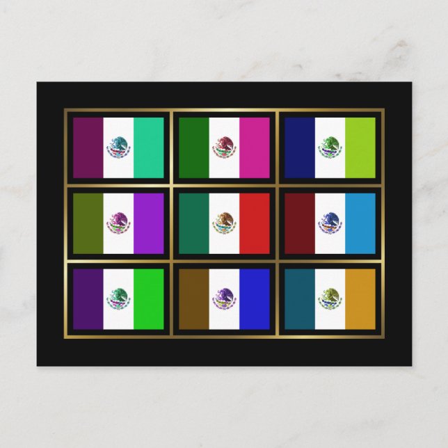 Mexico Multihue Flags Postcard (Front)