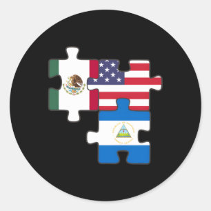 Mexico Nicaragua And The Usa Puzzle Classic Round Sticker