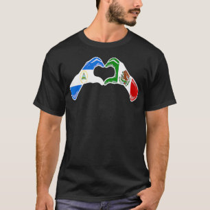 Mexico Nicaragua Flag Mexican Nicaraguan Heart T-Shirt