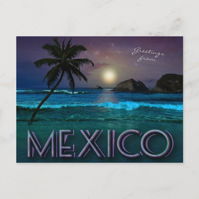 Mexico Night at the Beach (customisable) Postcard (Front)