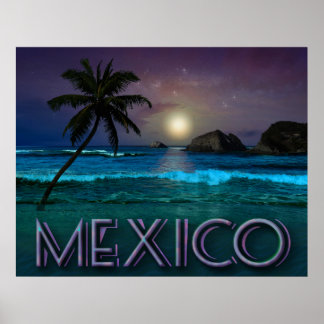 Mexico Night at the Beach Poster