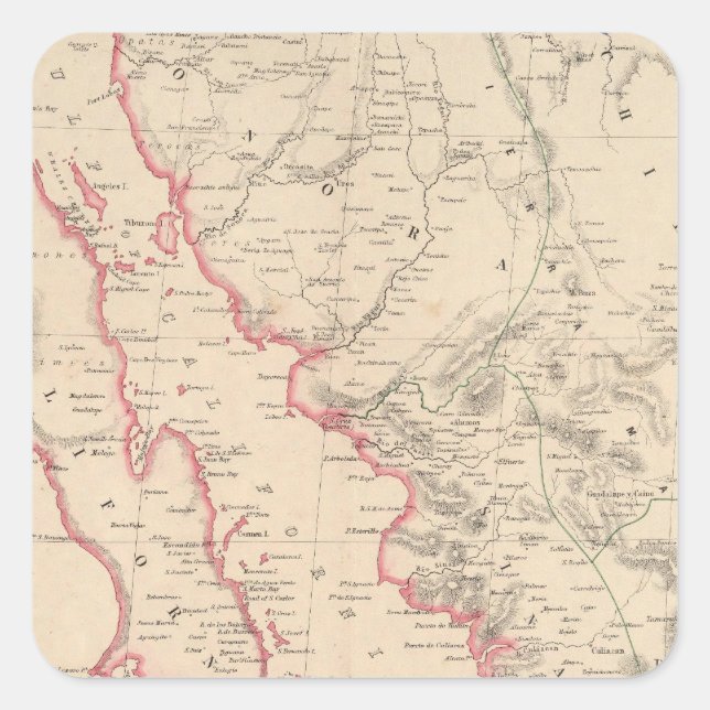 Mexico, Northwestern States Square Sticker (Front)