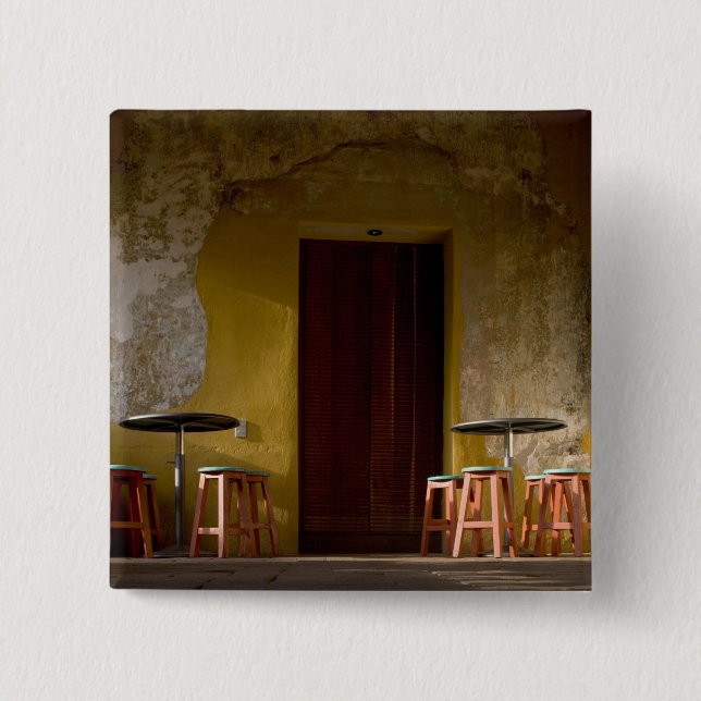 Mexico, Oaxaca, Afternoon sun lights balcony of 15 Cm Square Badge (Front)