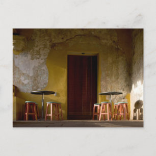 Mexico, Oaxaca, Afternoon sun lights balcony of Postcard