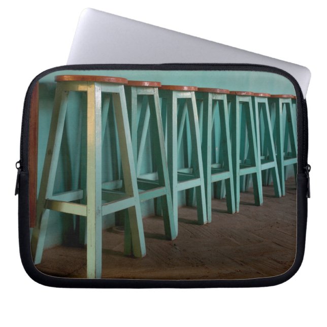 Mexico, Oaxaca, Green Bar Stools line wall Laptop Sleeve (Front)