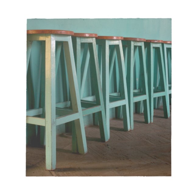 Mexico, Oaxaca, Green Bar Stools line wall Notepad (Front)