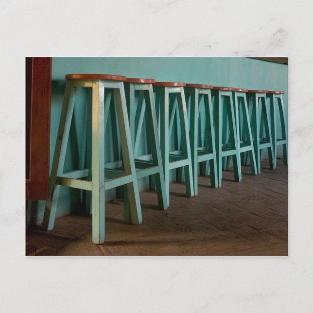 Mexico, Oaxaca, Green Bar Stools line wall Postcard (Front)