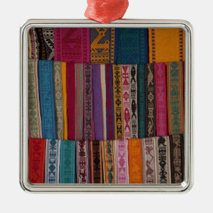 Mexico, Oaxaca Province, Oaxaca, woven belts on Metal Tree Decoration
