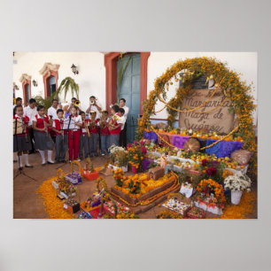 Mexico, Oaxaca Province, Ocotlan, students in Poster