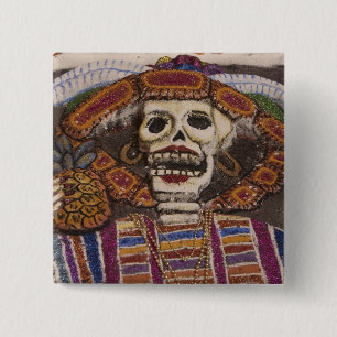 Mexico, Oaxaca. Sand tapestry (tapete de arena) 15 Cm Square Badge