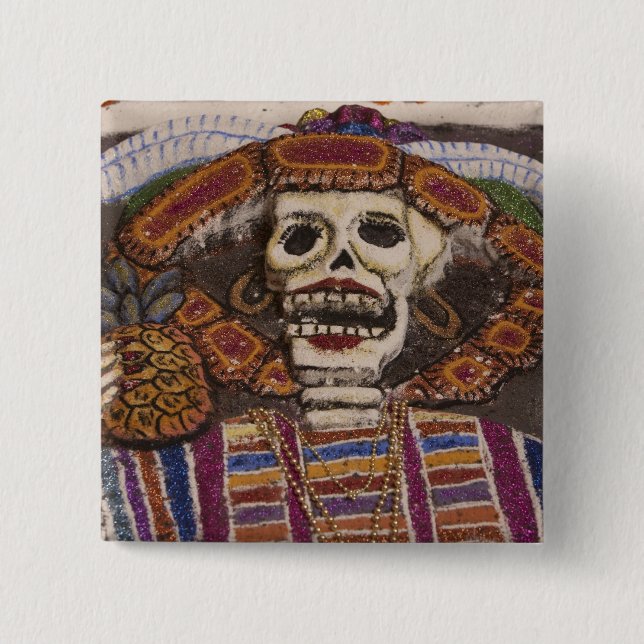 Mexico, Oaxaca. Sand tapestry (tapete de arena) 15 Cm Square Badge (Front)