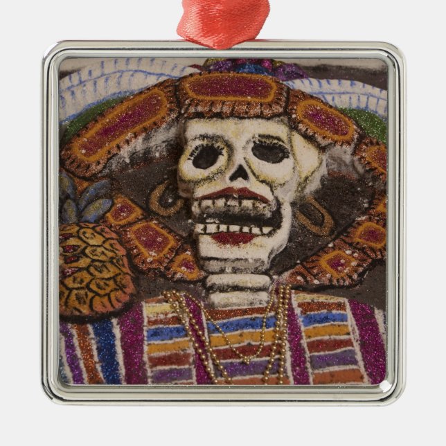 Mexico, Oaxaca. Sand tapestry (tapete de arena) Metal Tree Decoration (Front)