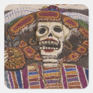 Mexico, Oaxaca. Sand tapestry (tapete de arena) Square Sticker