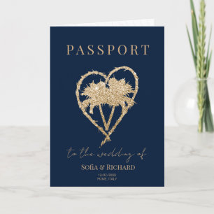 Mexico Palm Wedding Destination Passport World Map Invitation