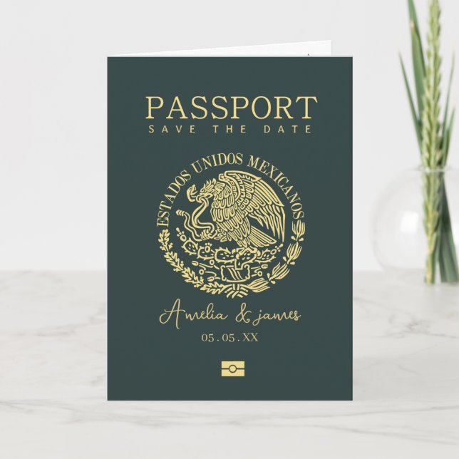 Mexico Passport Destination Wedding  Invitation (Front)