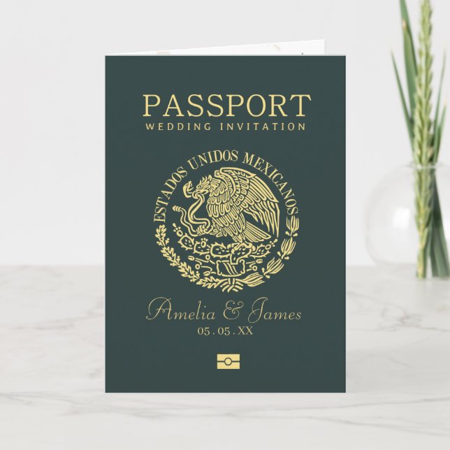 Mexico Passport Destination Wedding  Invitation (Front)