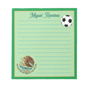 Mexico Personalized Soccer ball, Name, Lined Notepad