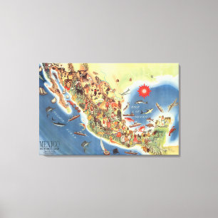 Mexico Pictorial Map by Miguel Gomez Medina Canvas Print