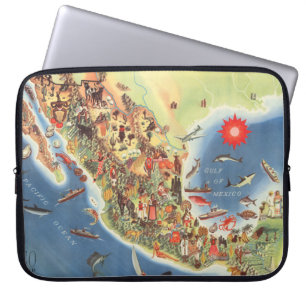 Mexico Pictorial Map by Miguel Gomez Medina Laptop Sleeve