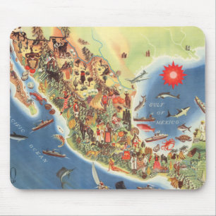Mexico Pictorial Map by Miguel Gomez Medina Mouse Mat