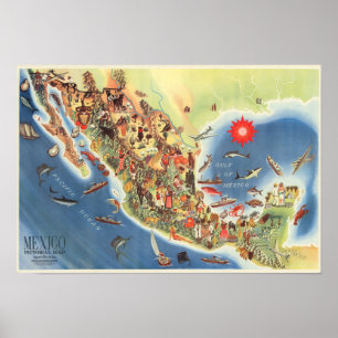 Mexico Pictorial Map by Miguel Gomez Medina Poster
