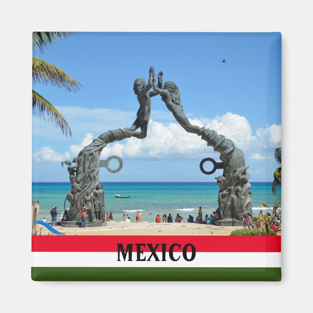 Mexico Playa del Carmen Beach Statue Souvenir Magnet (Front)