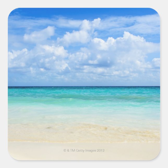 Mexico, Playa Del Carmen, tropical beach Square Sticker (Front)